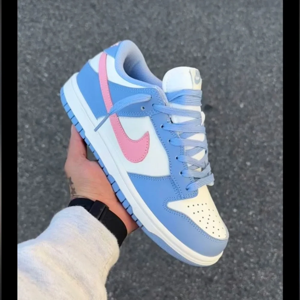 Nike Dunk Low Pastel Blue with Pink Swoosh - Picture 1 of 10